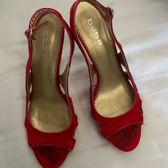 Red Satin Sexy Bebe Heels - Picture 3 of 4